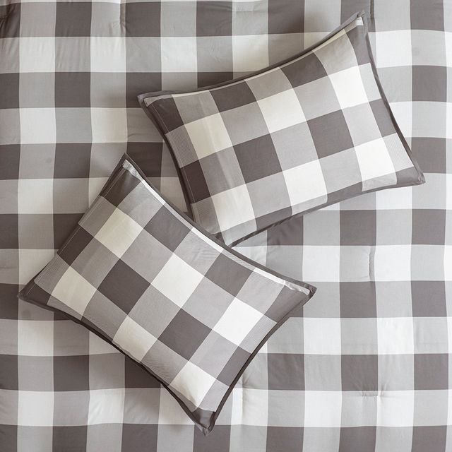 Olliix by Madison Park Sheffield 4 Piece Grey Full/Queen Cotton Printed Reversible Comforter Set-4