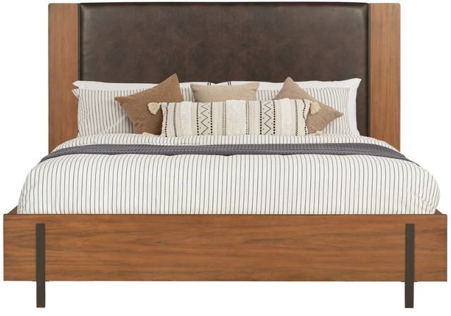 Flexsteel® Lincoln Brown/Walnut King Upholstered Panel Bed-3