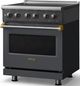 Viking® 5 Series 30" Cast Black Pro Style Electric Range with Brushed Brass Trim-2