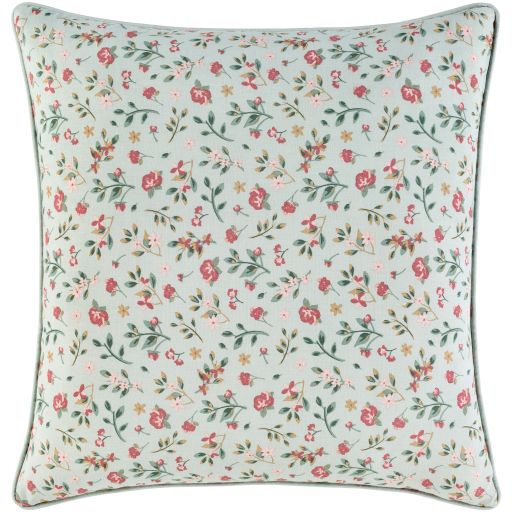 Surya Floret Mint 20"x20" Toss Pillow with Down Insert-0