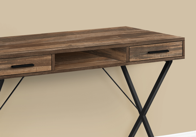 Monarch Specialties Inc. Black Metal/Brown Reclaimed Wood Computer Desk-1