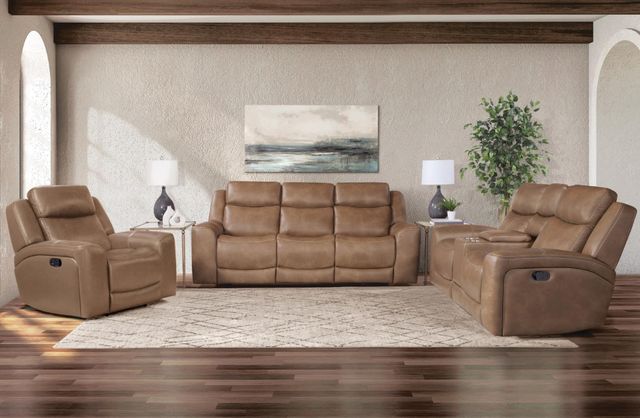 Corinthian Furniture Mocha Power Headrest Console Loveseat-1