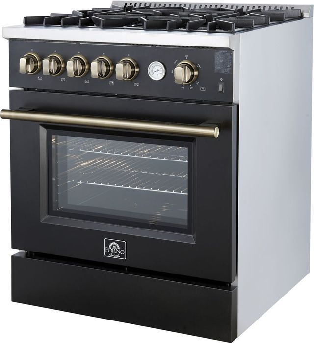 FORNO® Giovanni Series Alta Qualita 30" Black Pro Style Gas Range-2