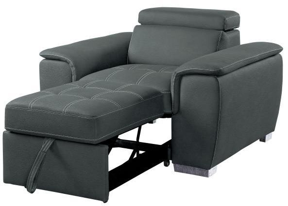 Mazin Furniture Ferriday Gray Chair With Adjustable Headrest And Pull-Out Ottoman-1