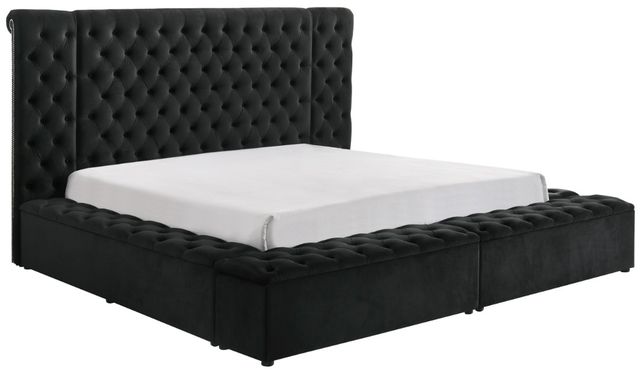 Crown Mark Liliana Black King Upholstered Panel Bed-0