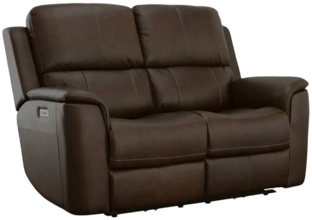 Flexsteel® Henry Burnt Umber Leather Brown Power Reclining Loveseat with Power Headrests and Lumbar-0