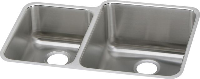 Elkay Lustertone® Classic Lustrous Satin 30-3/4" x 21" x 9-7/8" Offset 40/60 Double Bowl Undermount Sink-0