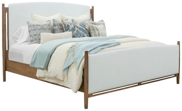 Flexsteel® Verona Brown Oak/Cream King Upholstered Panel Bed-0