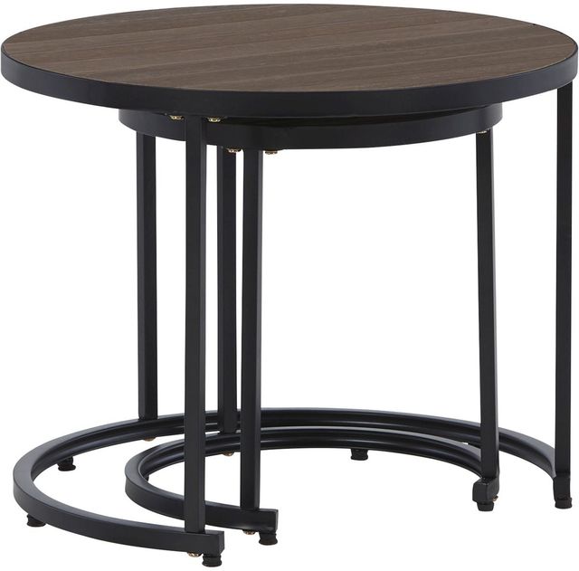 Signature Design by Ashley® Ayla 2-Pieces Brown Nesting End Tables Set with Black Metal Base-1