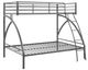 Mazin Furniture Bailey Gray Twin Over Full Bunk Bed -3