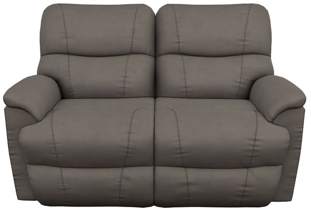 La-Z-Boy® Trouper Gray Leather Manual Reclining Loveseat-1