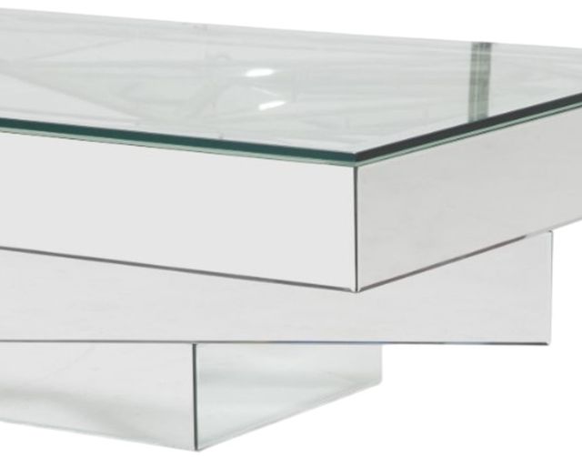Michael Amini® Montreal™ Glass Top Rectangular Cocktail Table with Mirrored Base-3