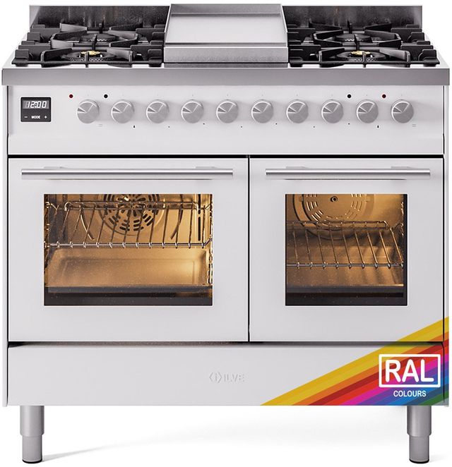 Ilve® Professional Plus II 40" Custom RAL Color Pro Style Dual Fuel Range-0