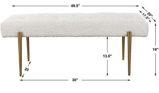 Uttermost® Olivier White Faux Shearling Bench-2