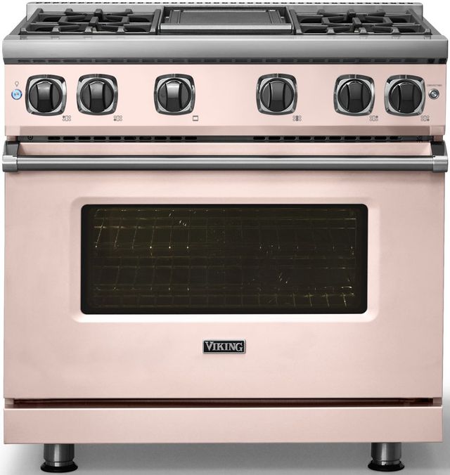 Viking® 7 Series 36" Blush Pro Style Liquid Propane Gas Range with Griddle-2