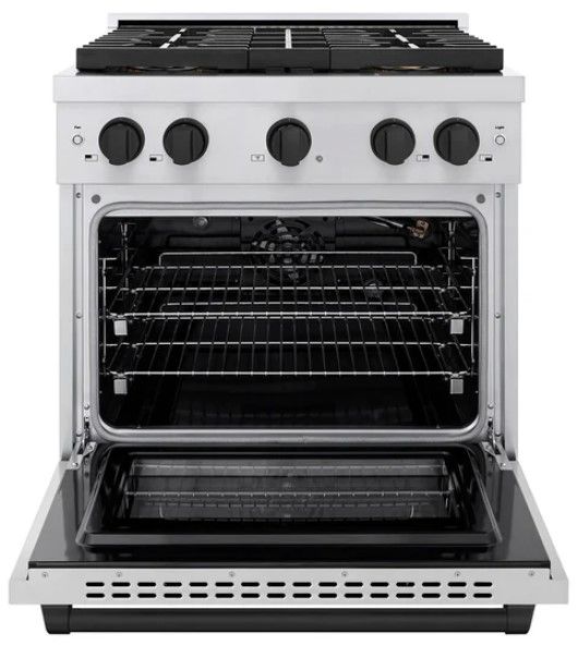 ZLINE Autograph Edition Paramount 30" 4.2 Cu. Ft. Stainless Steel Gas Range with 4 Burner DuoPro™ Cooktop, Convection Gas Oven and Matte Black Accents-1