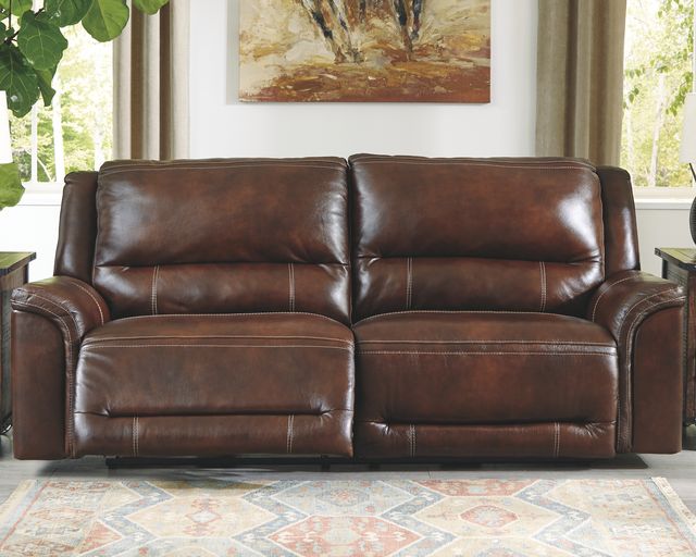 Signature Design by Ashley® Catanzaro Mahogany Two Seat Power Reclining Sofa Adjustable Headrest-4