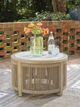 Signature Design by Ashley® Cool Days Beige Wooden Outdoor Round Cocktail Table-4