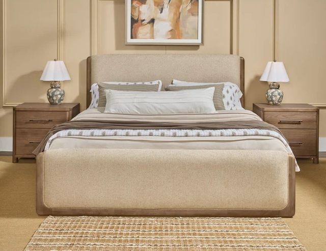 Modus Furniture Hollis Cabin Glow/Sweater King Upholstered Panel Bed-1