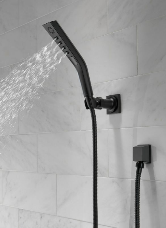 Delta Universal Showering Matte Black H2Okinetic® 3-Setting Wall Mount Hand Shower-1