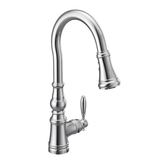 Moen® Weymouth Chrome One-Handle High Arc Pulldown Kitchen Faucet-1