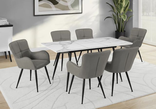 Monarch Specialties Inc. White Stone 63" Dining Table-1