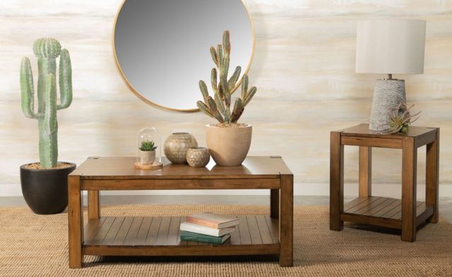 Coaster® Rustic Brown End Table with Lower Shelf-1