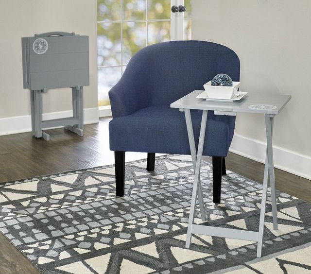 Linon Compass 5-Piece Light Gray Tray Table Set-1
