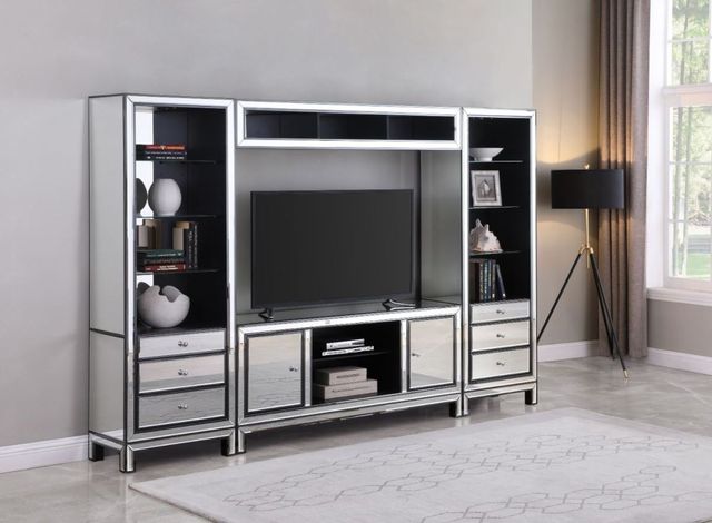 Coaster® Black Titanium and Silver 2-Door TV Console-1