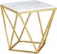 Elements International Riko White Square End Table with Gold Base-0