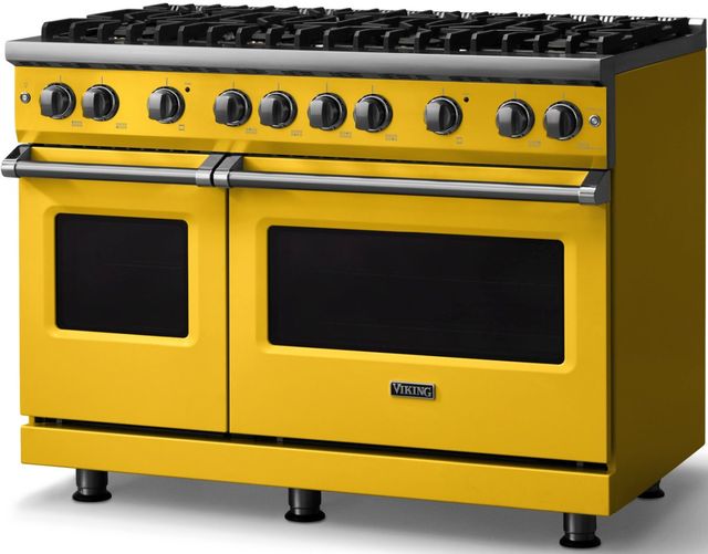 Viking® 5 Series 48" Daffodil Pro Style Gas (NG) Range with Polished Chrome Trim-2
