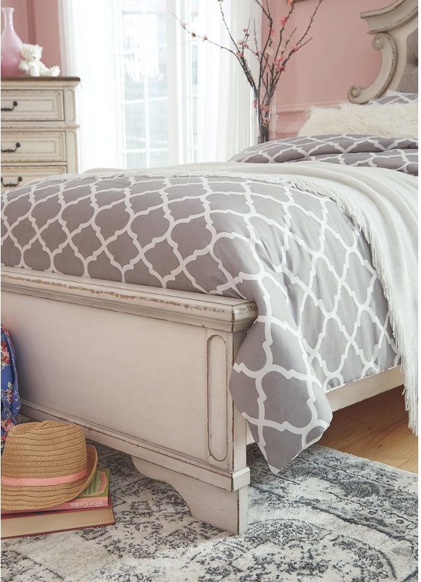 Signature Design by Ashley® Realyn Chipped White Youth Twin Upholstered Panel Bed-3