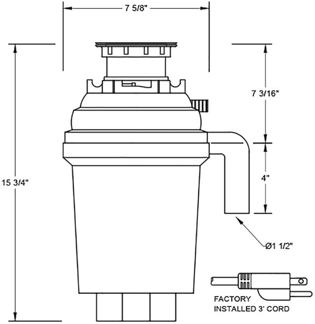 XO 0.75 HP Continuous Feed Stainless Steel Garbage Disposer-3