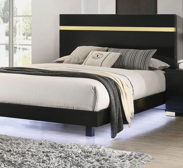 Furniture of America® Lillestrom Black/Gold King Bed-2