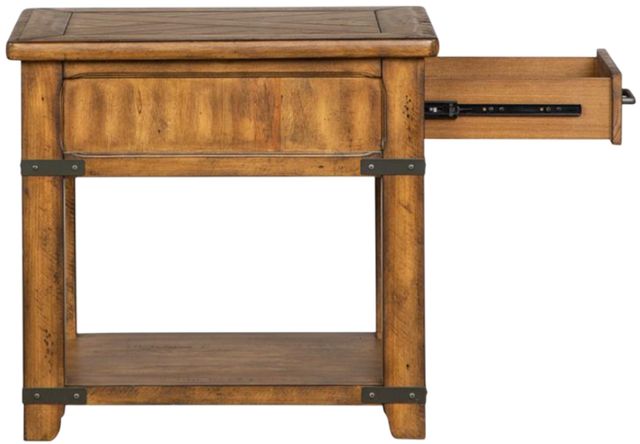 Magnussen Home® Chesterfield Farmhouse Timber Small Rectangular End Table-3