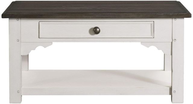 Riverside Furniture Grand Haven Rich Charcoal Top Small Coffee Table with Feathered White Base-0
