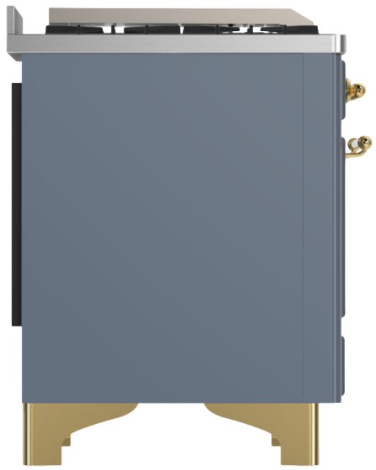 Ilve® Majestic III 48" Blue Gray Pro Style Dual Fuel Natural Gas Range with 5 Black Brass Burners and Brass Trim-3
