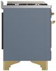 Ilve® Majestic III 48" Blue Gray Pro Style Dual Fuel Natural Gas Range with 5 Black Brass Burners and Brass Trim-3