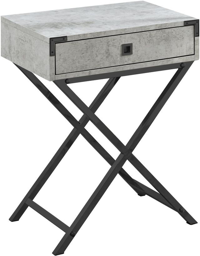 Monarch Specialties Inc. Grey Cement 24"H Accent Table with Black NIckel  Metal Legs-0