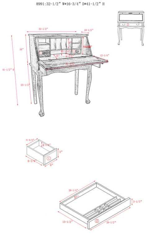 TEI Burnished Walnut Secretary Drop Leaf Desk-6