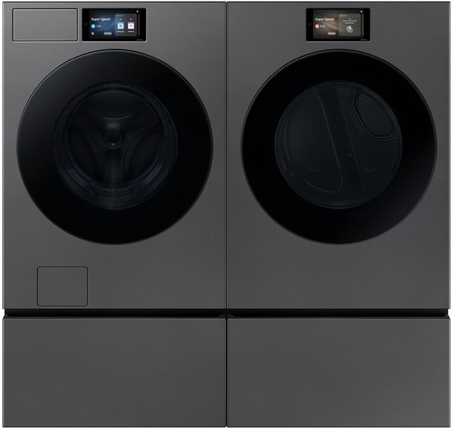 Samsung Bespoke AI 27" W x 15" H Dark Steel Laundry Pedestal with Storage Drawer-2