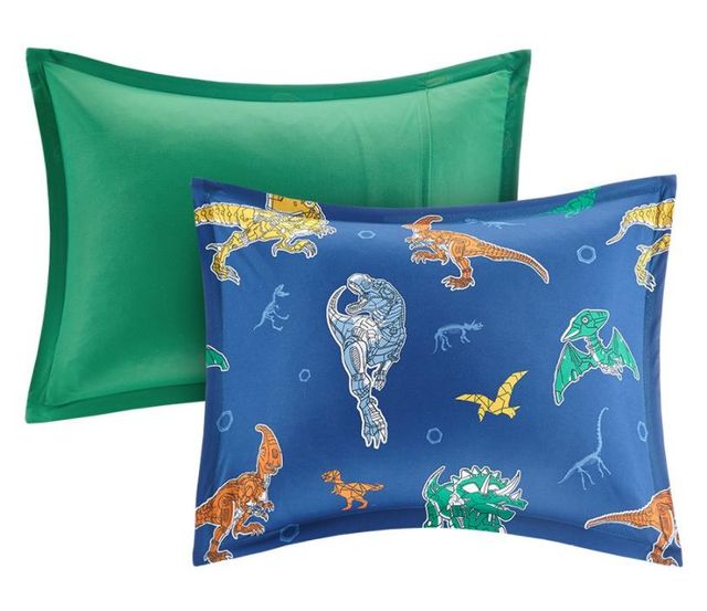 Olliix by Mi Zone Kids Logan Blue Twin Robot Dinosaur Complete Bed and Sheet Set-1