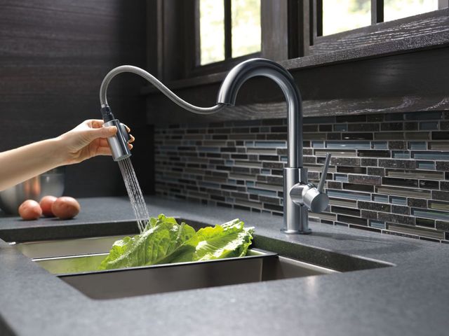 Delta Trinsic® Arctic Stainless Single Handle Pull-Down Bar/Preparation Faucet with Limited Swivel-4
