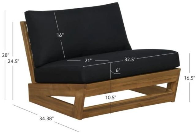 Linon Bluffton Black/Natural Wooden Outdoor Chair-2