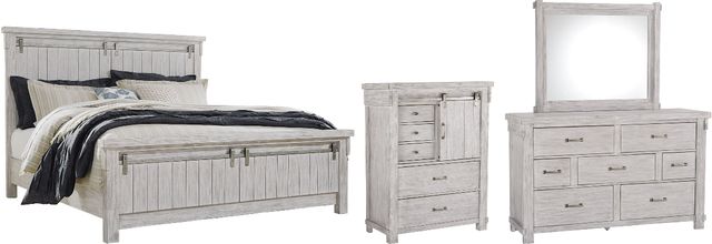 Signature Design by Ashley® Brashland 4-Piece White California King Panel Bed Set-0
