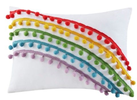 Olliix by Mi Zone Juniper Pink Twin/Twin XL Rainbow Coverlet Set With Pompom Trim-2