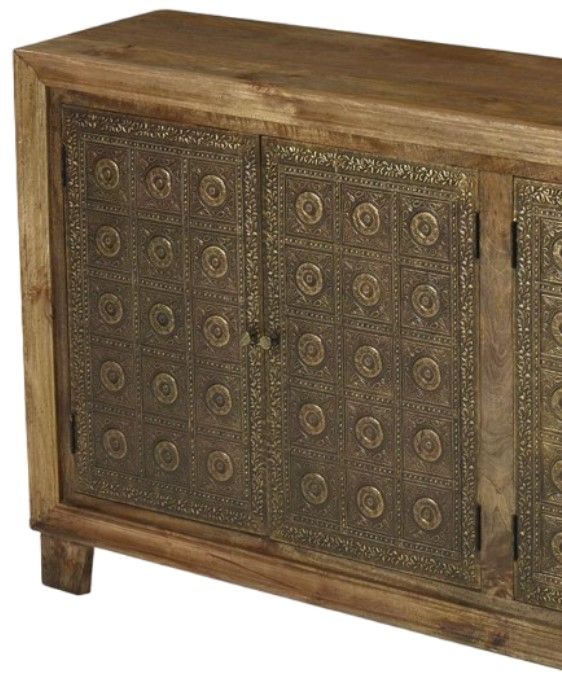 Jaipur Furniture Brass Brocade Brown Sideboard-1