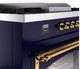 Ilve® Nostalgie II Noblesse 60'' Midnight Blue Pro Style Dual Fuel Range with Brass Trim-4