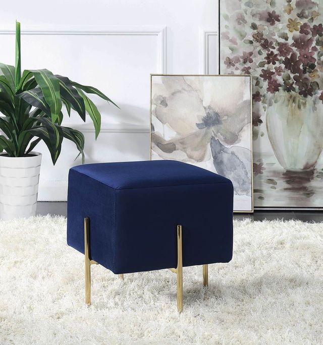 Coaster® Modern Blue Velvet Ottoman-2