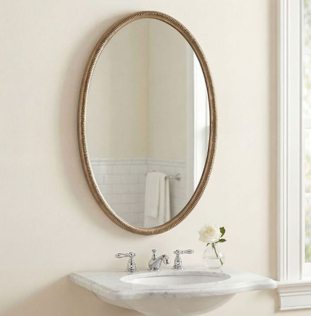 Uttermost® Ellis Antique Brass Beaded Oval Mirror-2